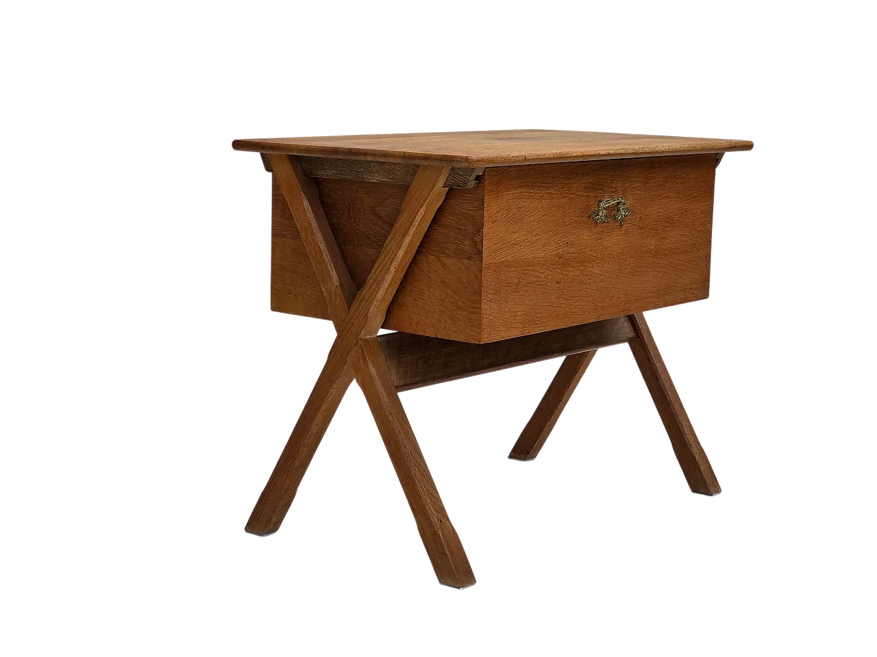 Table with drawer in solid oak and teak, 1970s 21