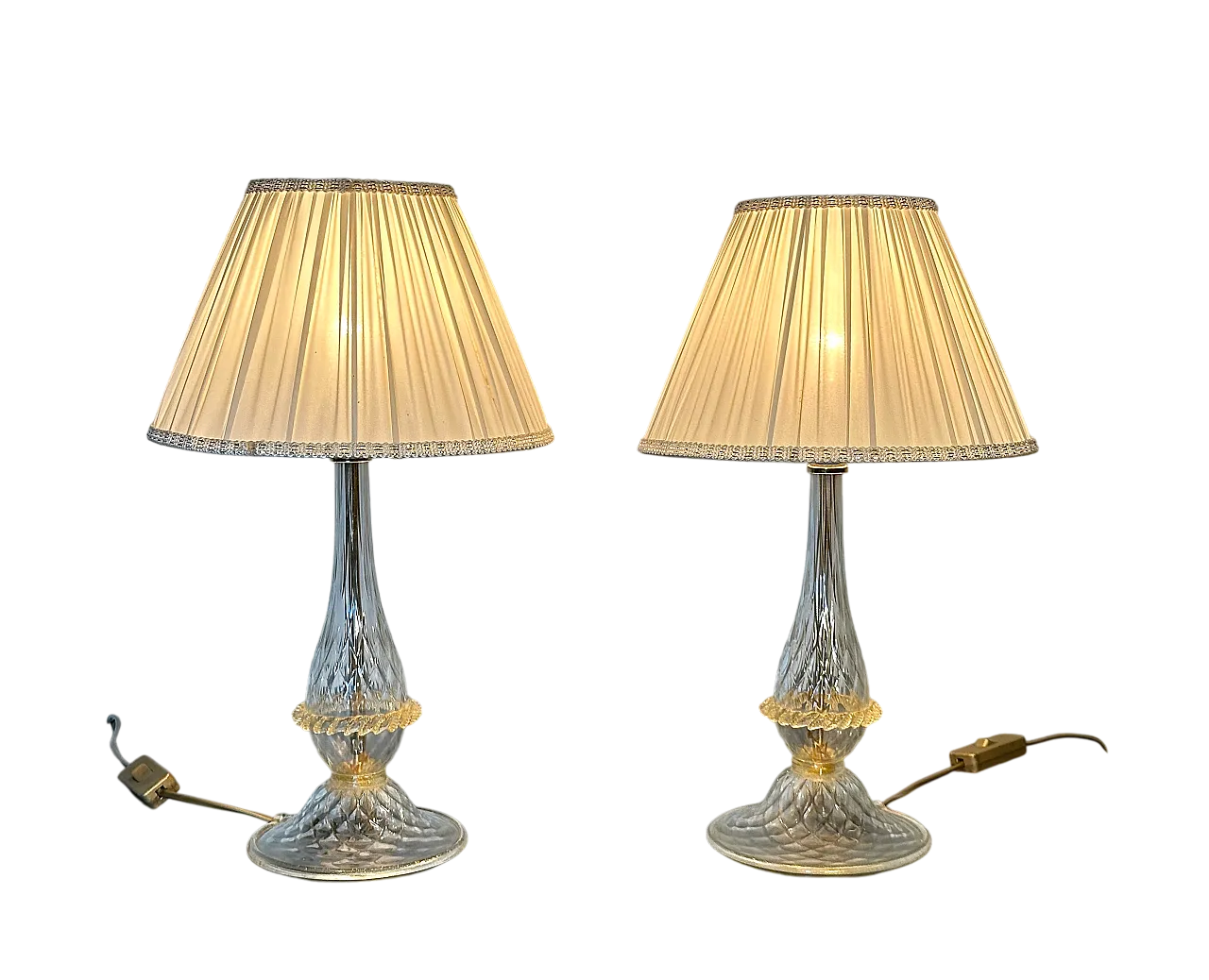 Pair of table lamps in Murano glass, 1980s 12