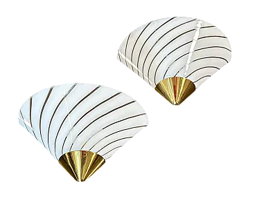 Pair of appliques in glass and brass by Mazzega, 1970s