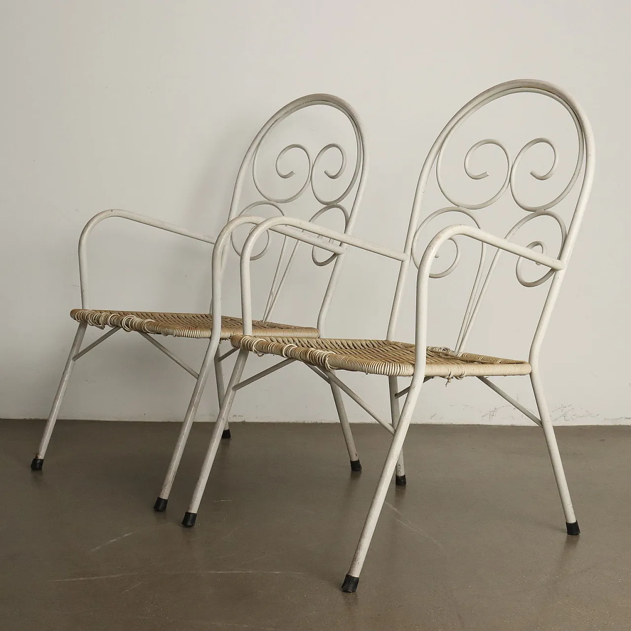 4 Sedie da giardino in plastico e ferro smaltato, anni '60 3