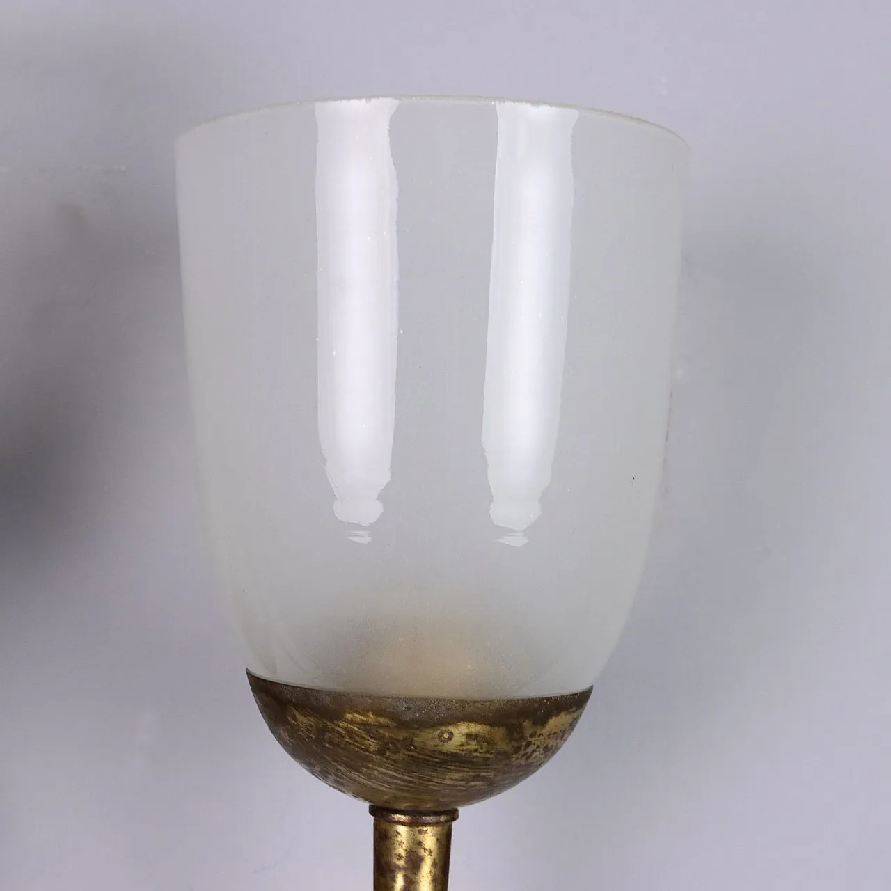 Coppia di applique in ottone e vetro, metà '900 4