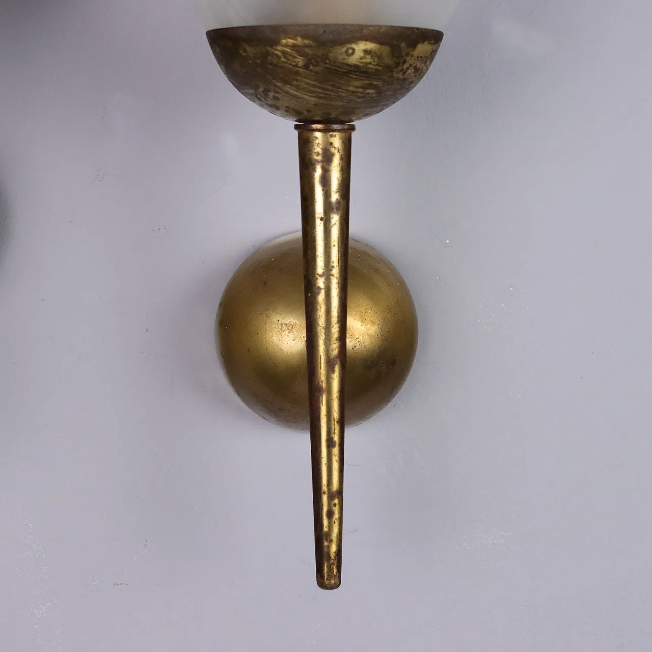 Coppia di applique in ottone e vetro, metà '900 6