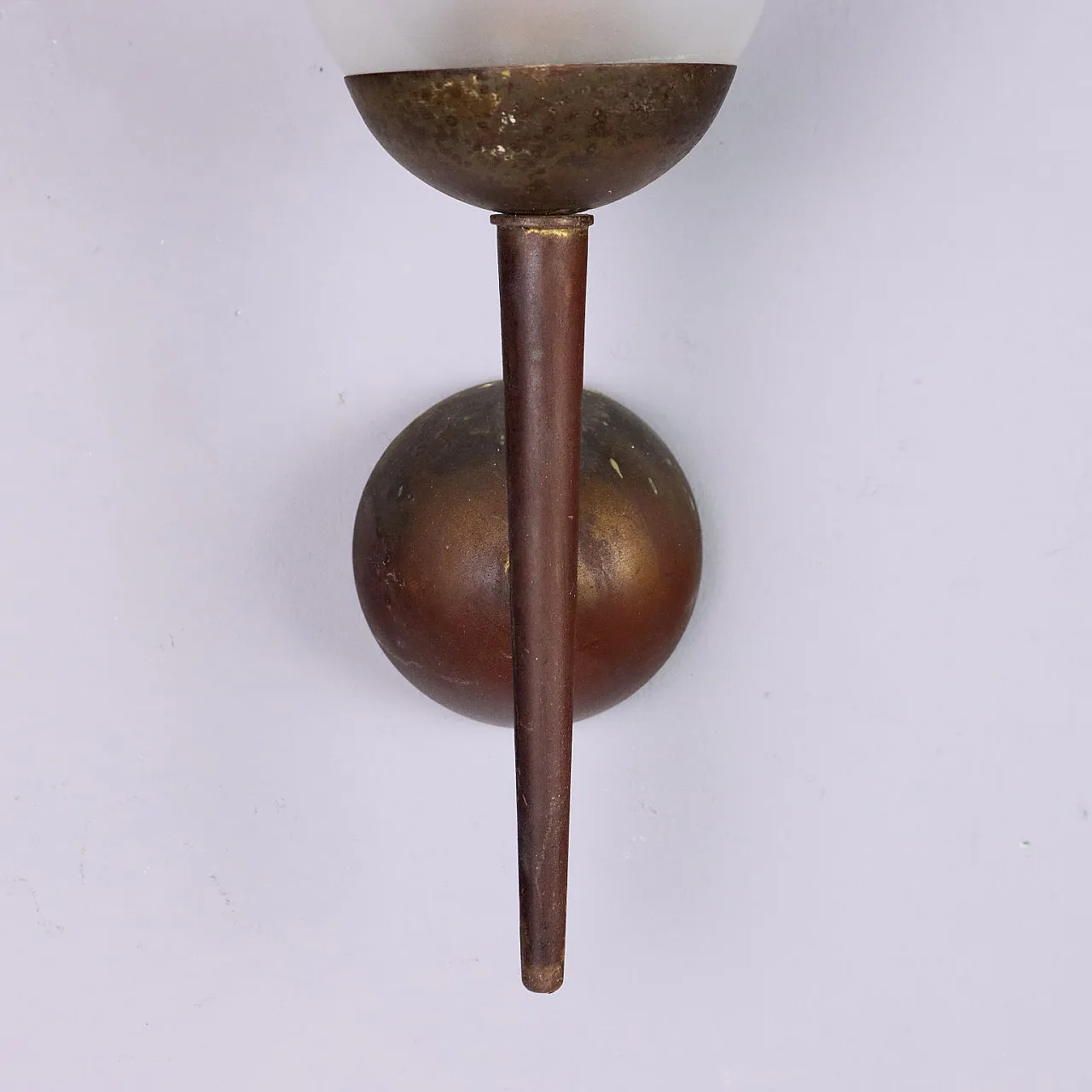 Coppia di applique in ottone e vetro, metà '900 7