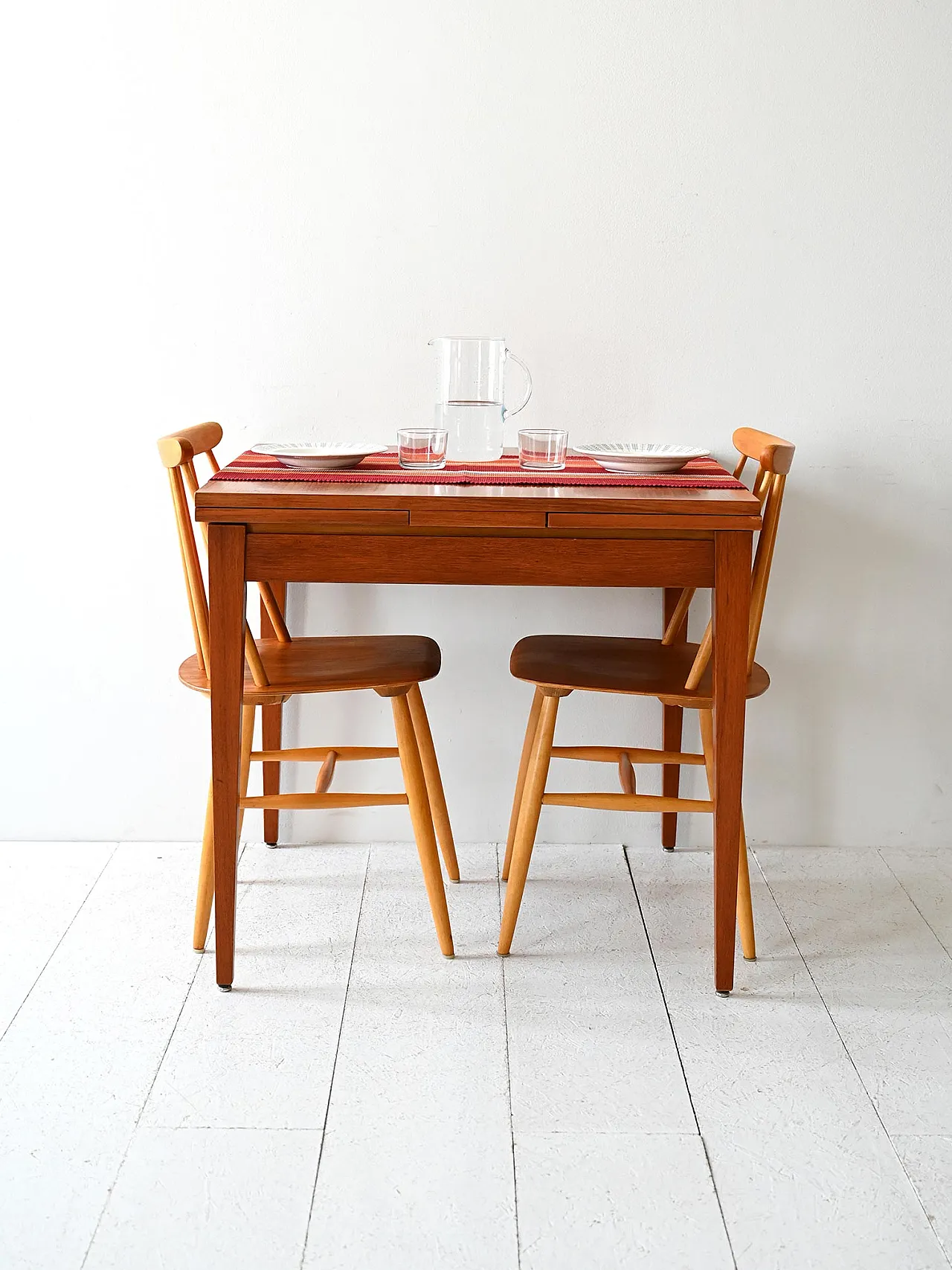 Scandinavian table in square teak, 1960s 3