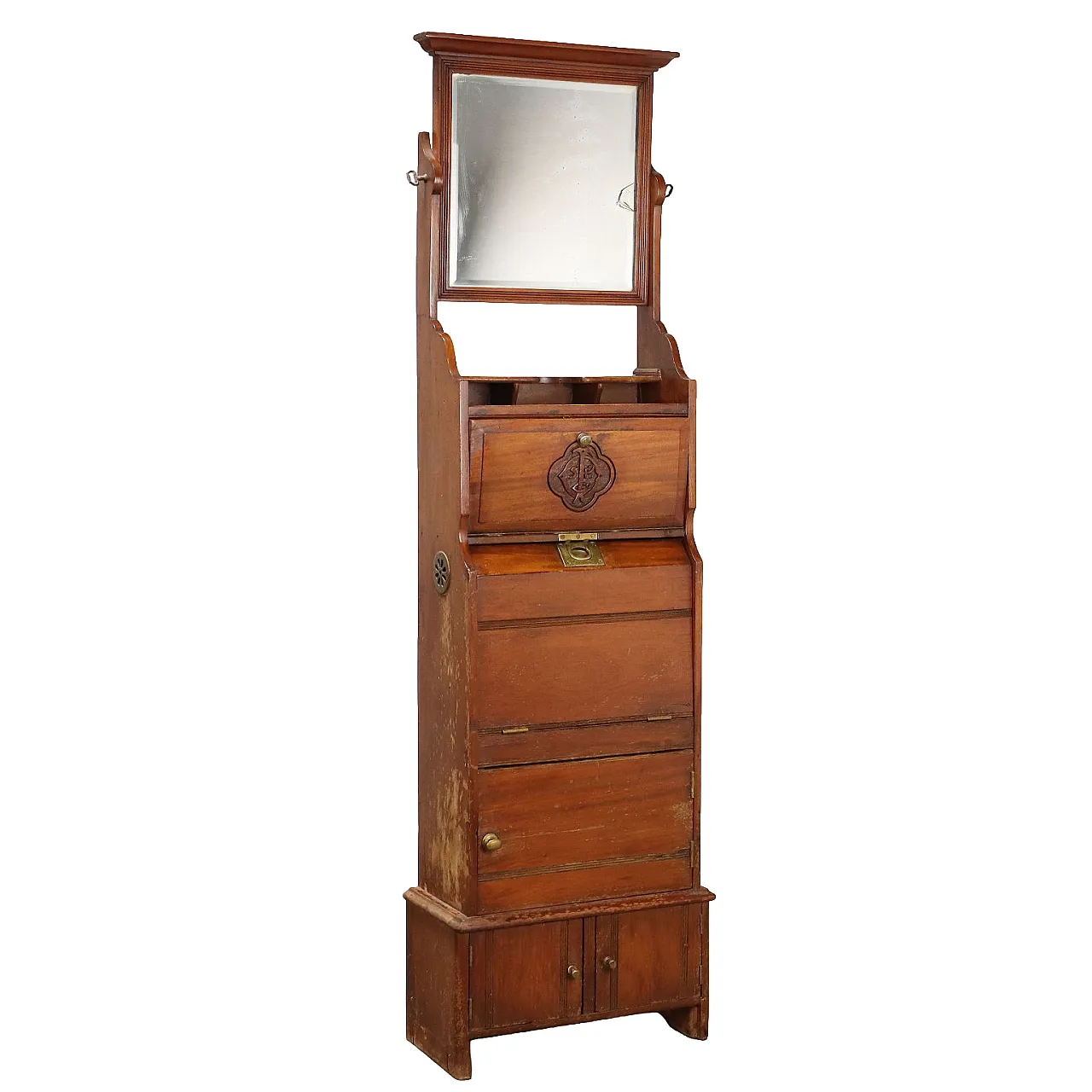 Mahogany vanity cabinet with mirror, two doors and drawers 1