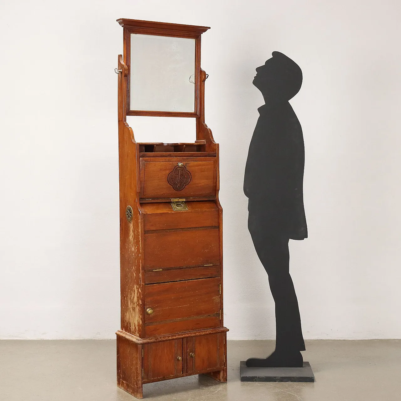 Mahogany vanity cabinet with mirror, two doors and drawers 2