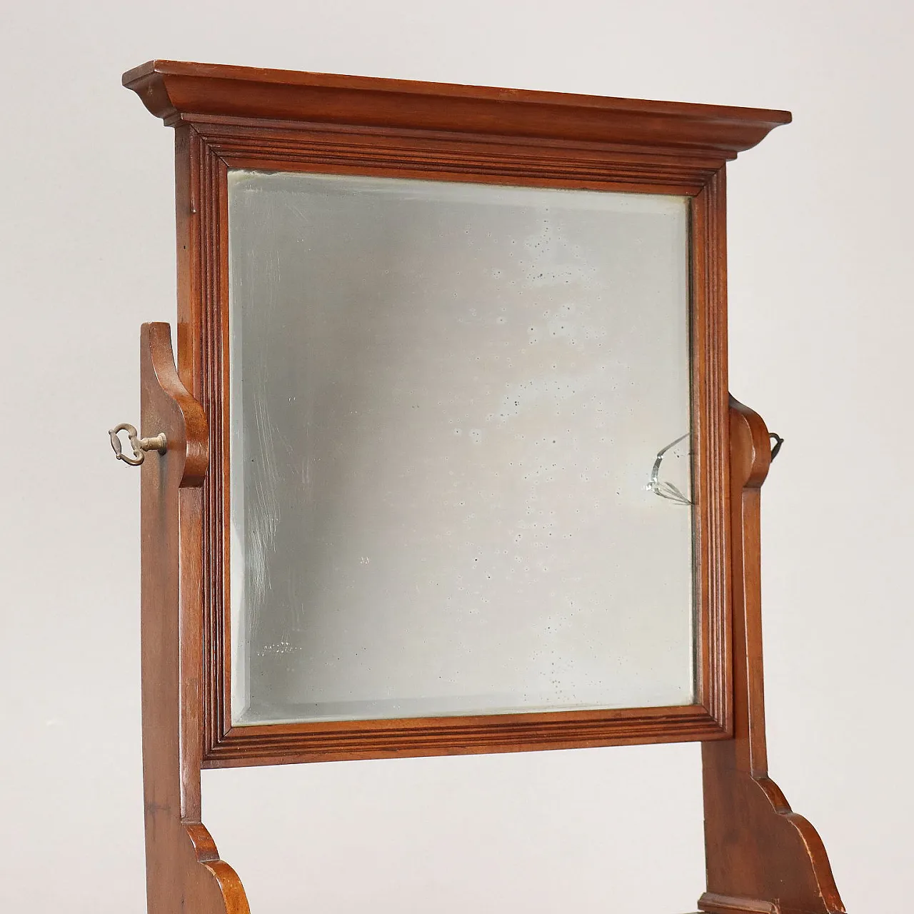 Mahogany vanity cabinet with mirror, two doors and drawers 4