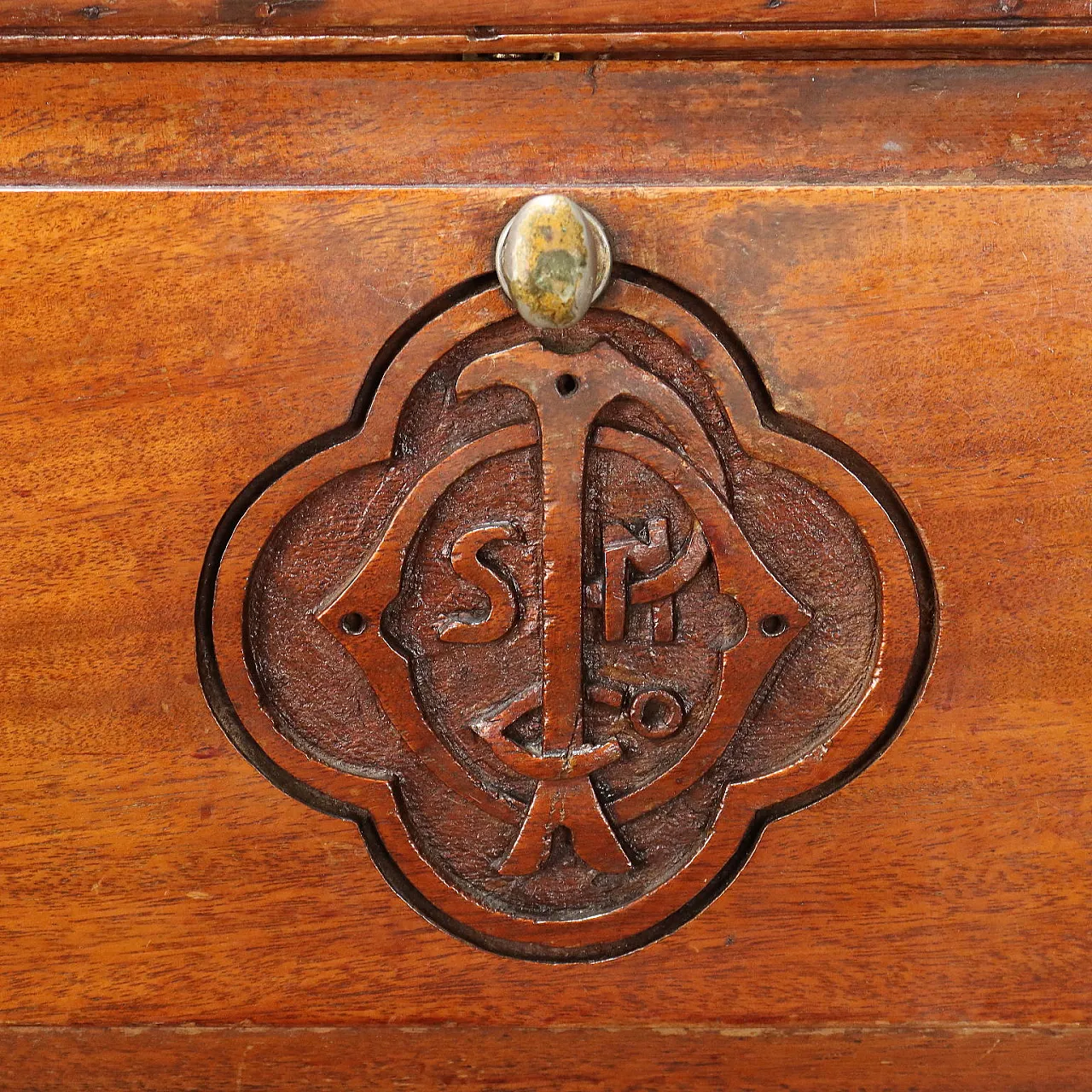 Mahogany vanity cabinet with mirror, two doors and drawers 10