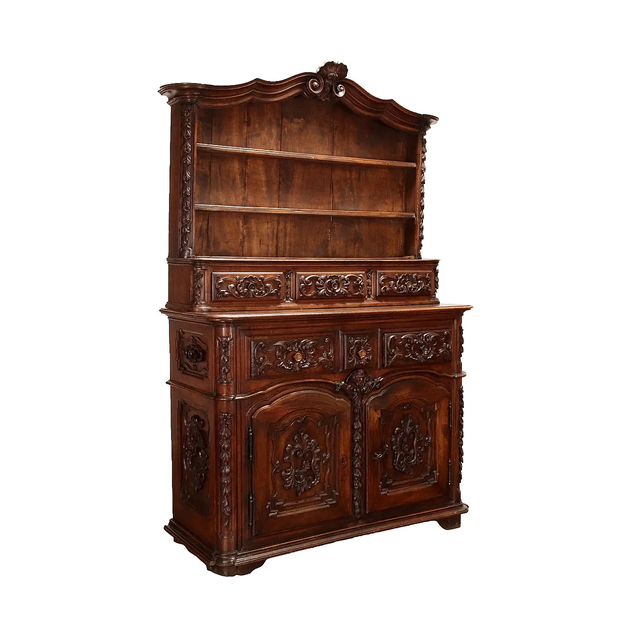 Carved wooden sideboard with plate rack, last quarter 18th century 1