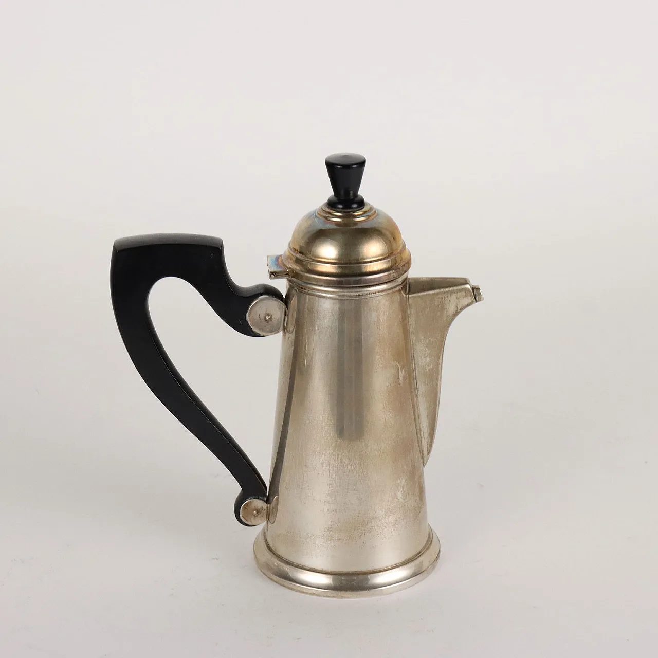 Servizio da caffè e tè in argento di Greggio Rino e vassoio di Schiavon Angelo, anni '50 3