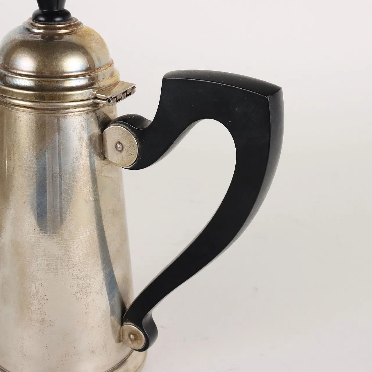 Servizio da caffè e tè in argento di Greggio Rino e vassoio di Schiavon Angelo, anni '50 4