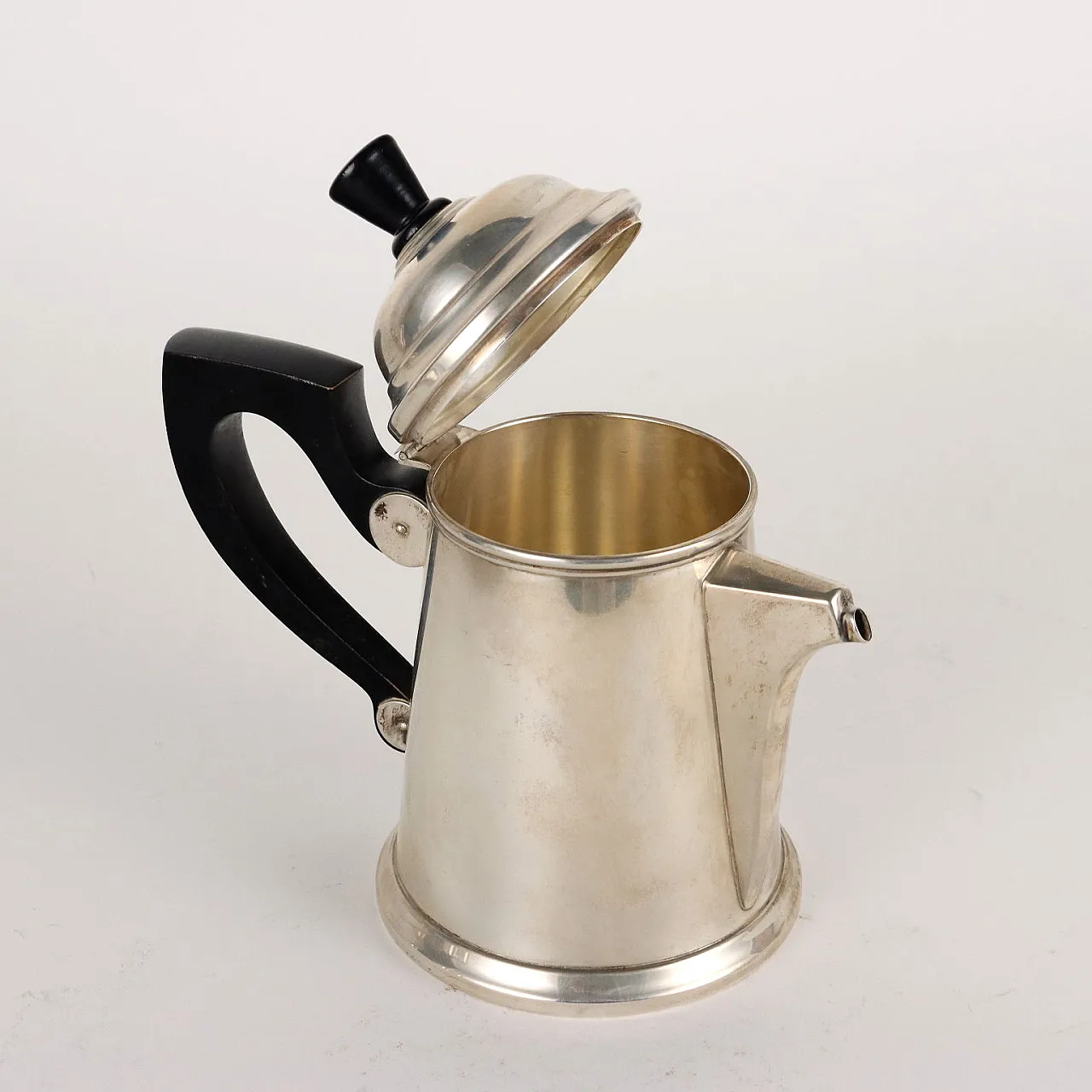 Servizio da caffè e tè in argento di Greggio Rino e vassoio di Schiavon Angelo, anni '50 5