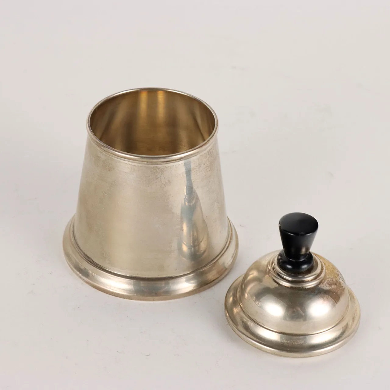 Servizio da caffè e tè in argento di Greggio Rino e vassoio di Schiavon Angelo, anni '50 7