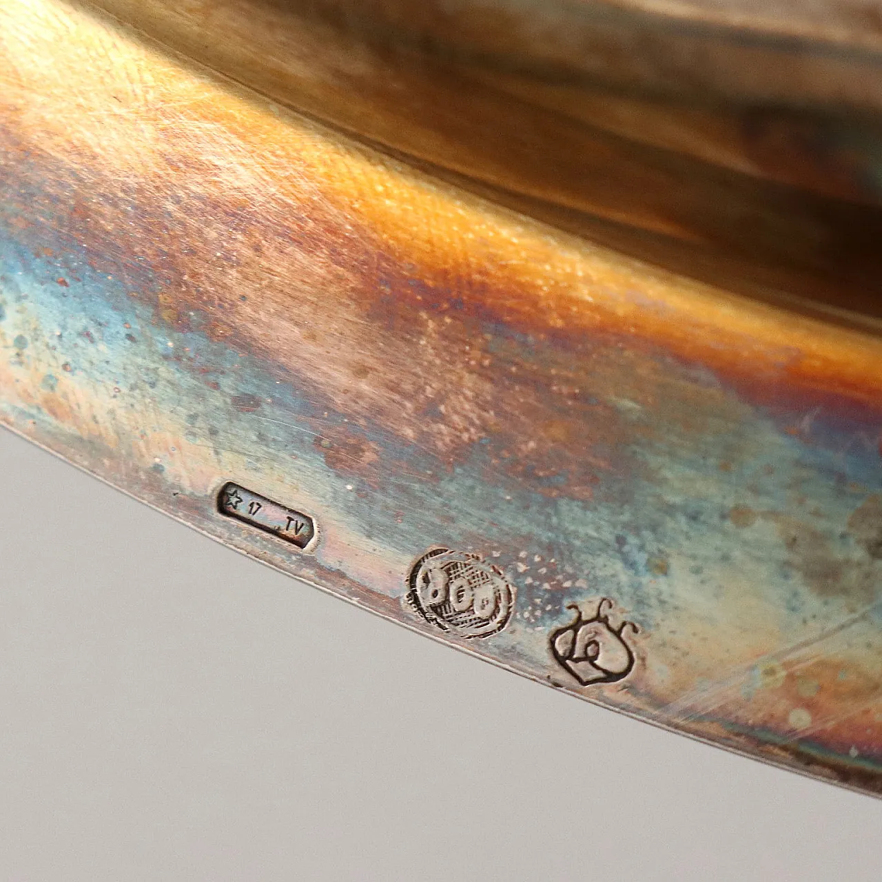 Servizio da caffè e tè in argento di Greggio Rino e vassoio di Schiavon Angelo, anni '50 10