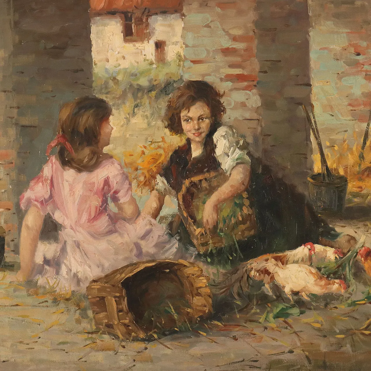 IsaCélini 『Scène de genre 』lithograph Genre Scene, oil on canvas, 20th century | intOndo