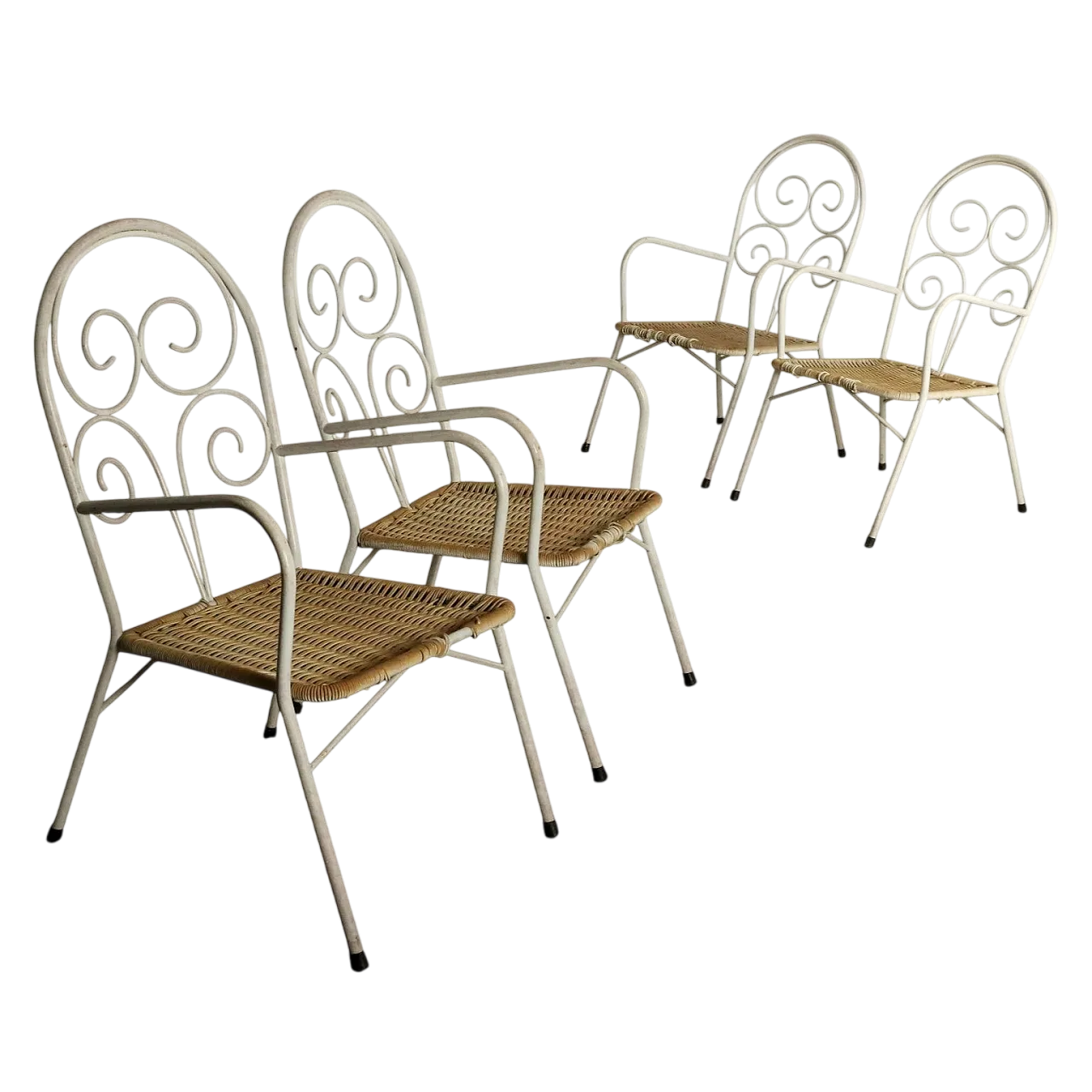 4 Sedie da giardino in plastico e ferro smaltato, anni '60 11