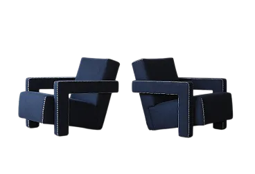 Coppia di poltrone 637 2 Utrecht in lana notte di Cassina, anni 2000