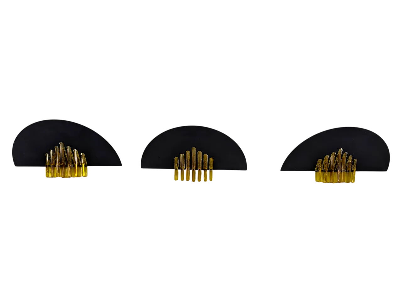 3 Applique in ferro e vetro di Murano di AV Mazzega, anni '80 11