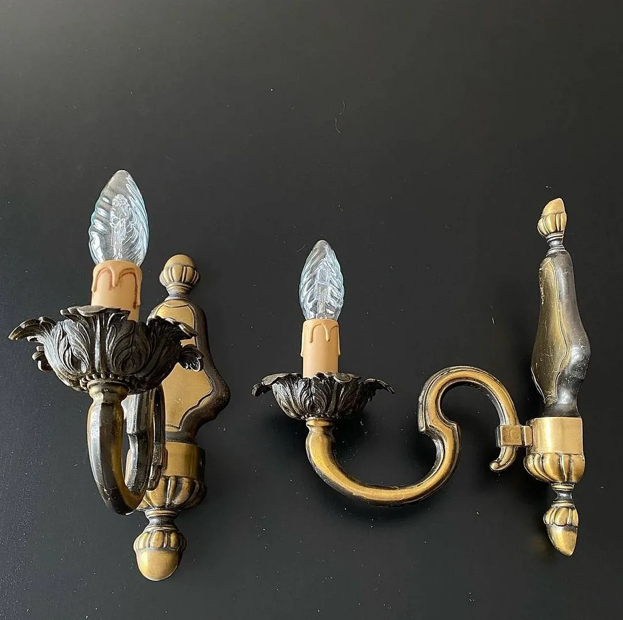 Pair of appliques in gilded bronze, 20th century 4