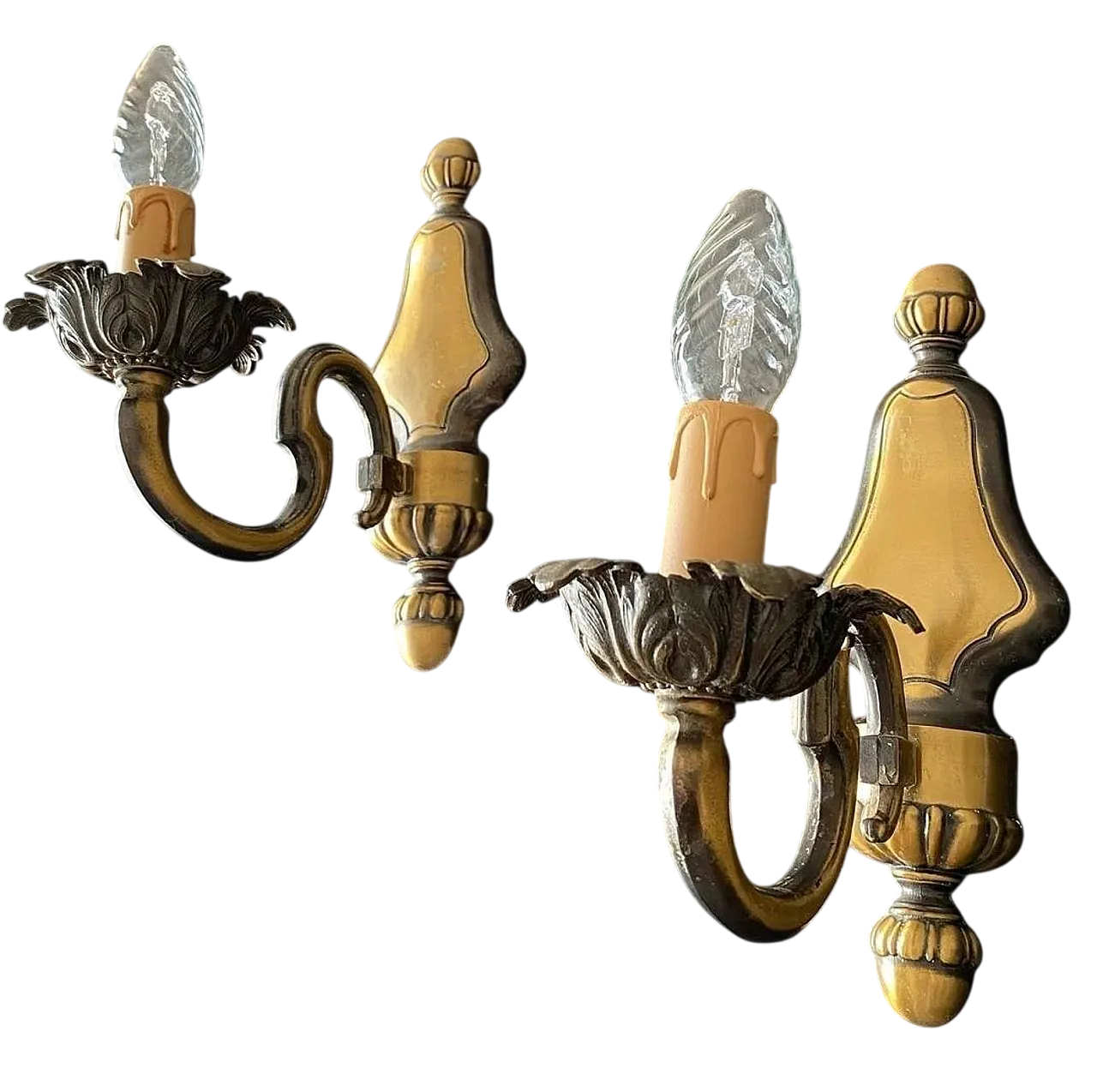 Pair of appliques in gilded bronze, 20th century 10