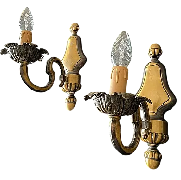 Pair of appliques in gilded bronze, 20th century