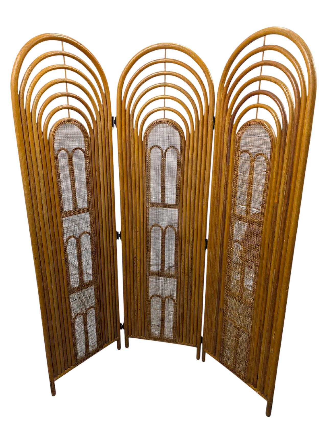 Separé in legno di vimini, anni '80 14