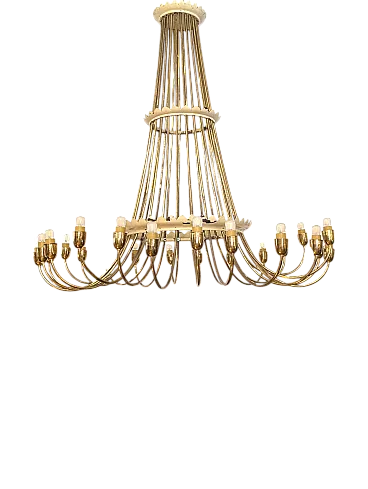 Golden brass cascade chandelier with 25 lights, early 20th century