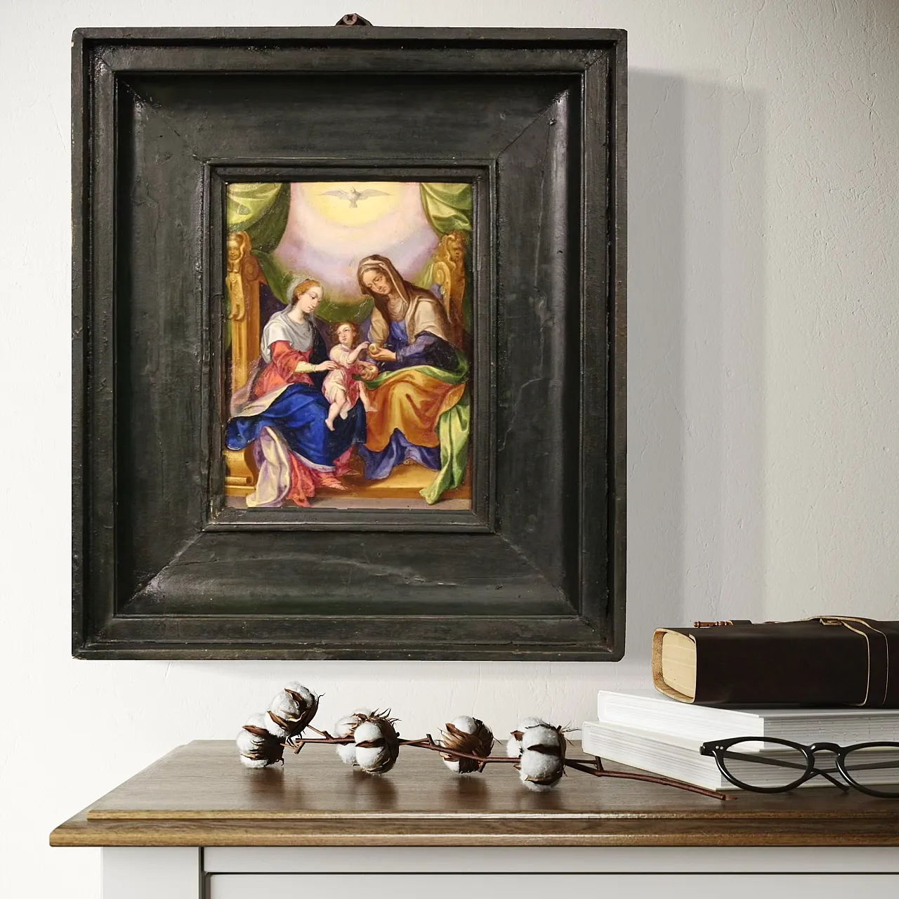 Sant'Anna, la Vergine e il Bambino, olio su rame, '700 5