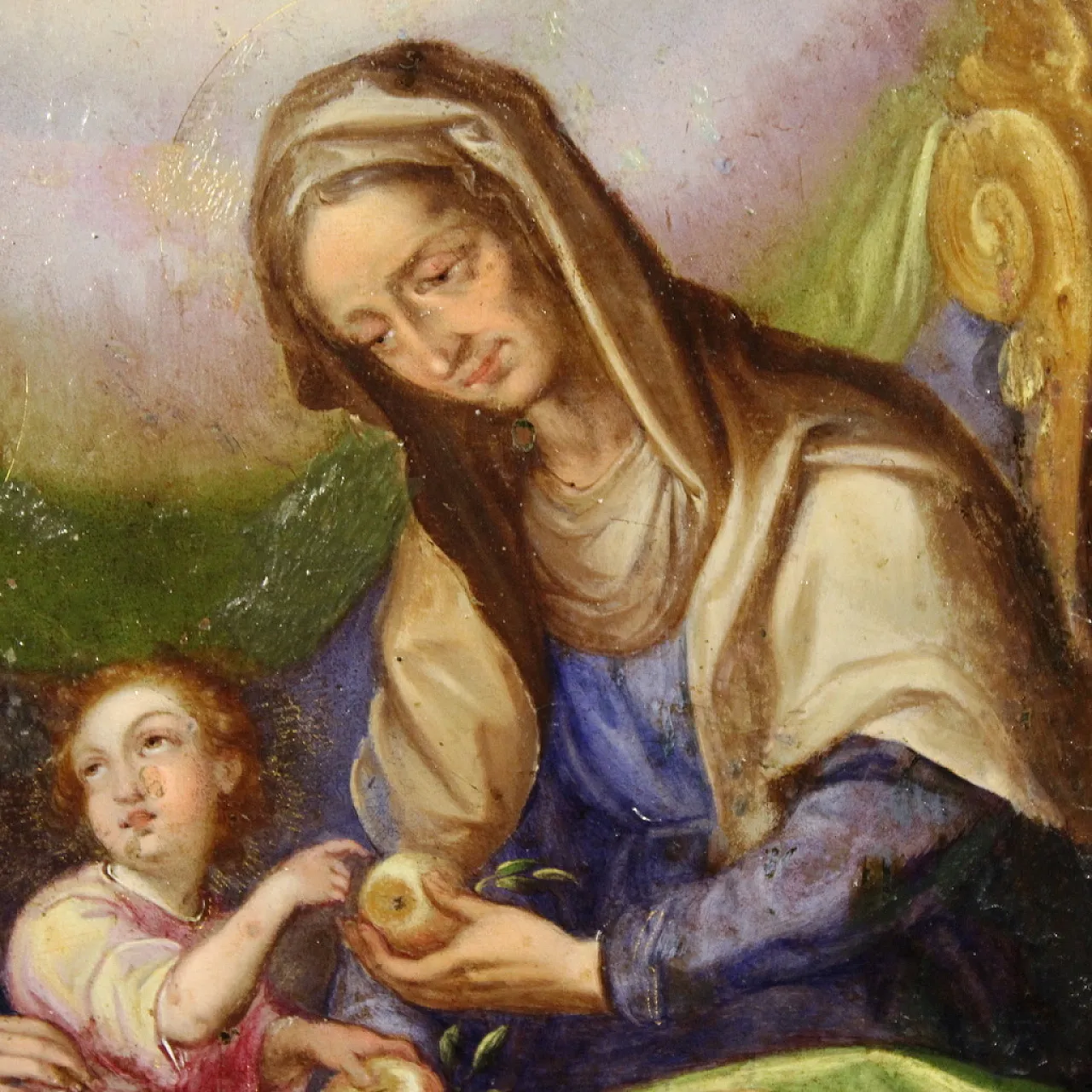 Sant'Anna, la Vergine e il Bambino, olio su rame, '700 6