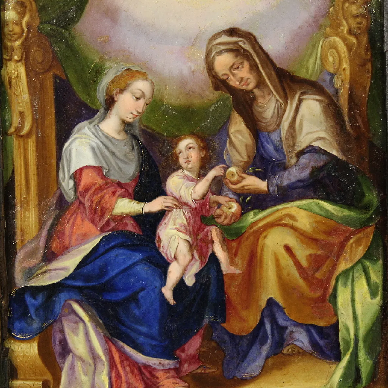 Sant'Anna, la Vergine e il Bambino, olio su rame, '700 7