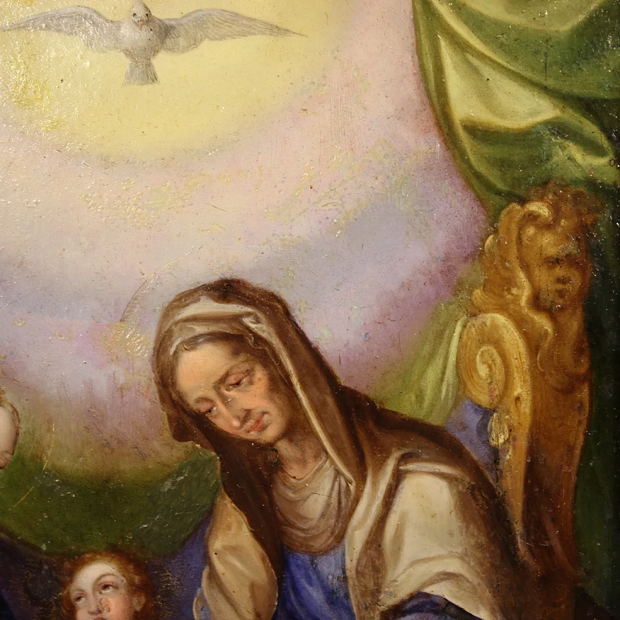 Sant'Anna, la Vergine e il Bambino, olio su rame, '700 11