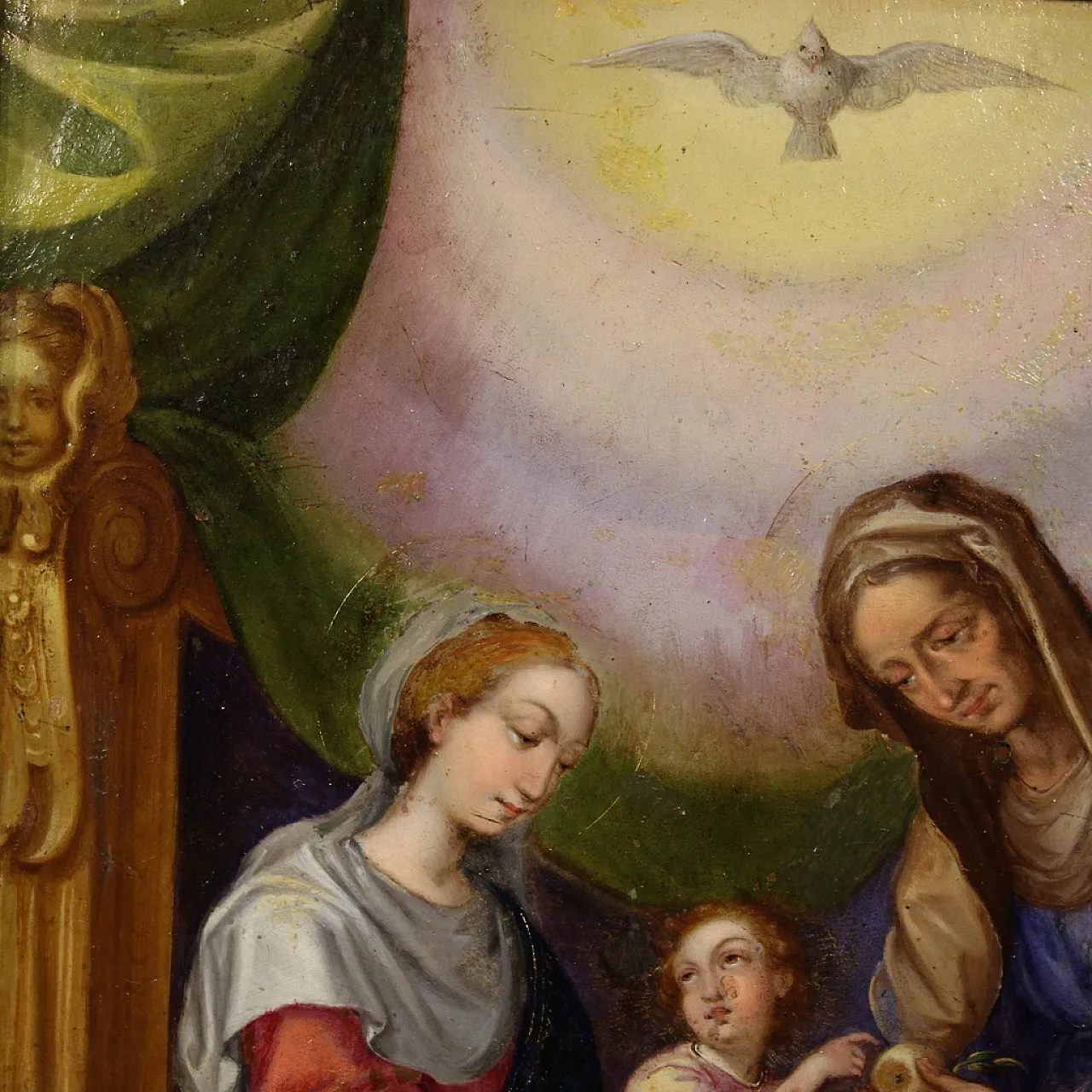 Sant'Anna, la Vergine e il Bambino, olio su rame, '700 15