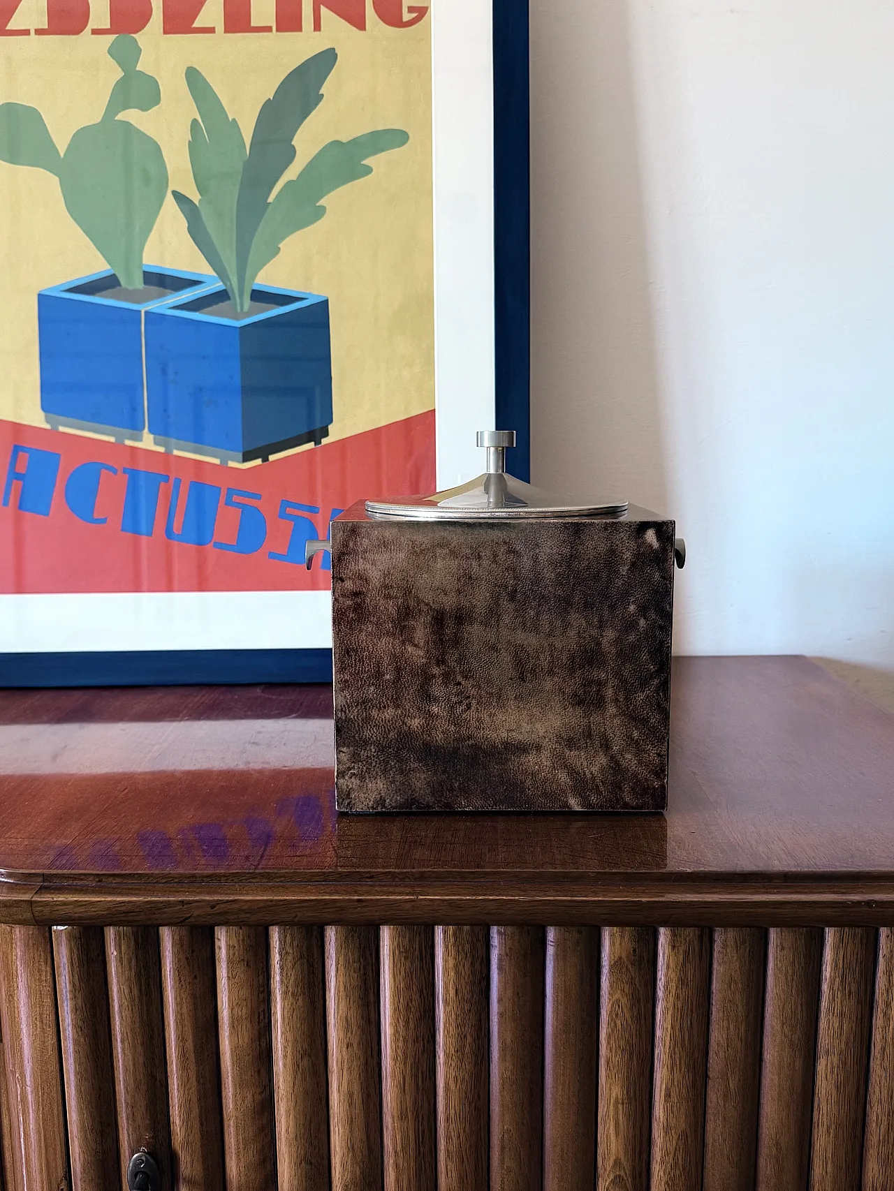 Mid-Century Brown Parent Ice Bucket, Aldo Tura Italy 1950s 2