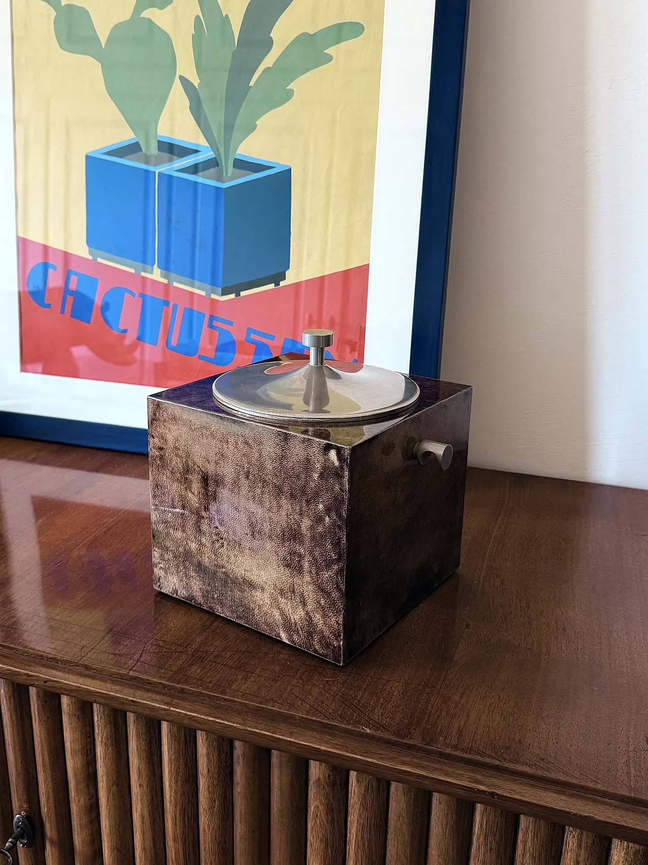 Mid-Century Brown Parent Ice Bucket, Aldo Tura Italy 1950s 3