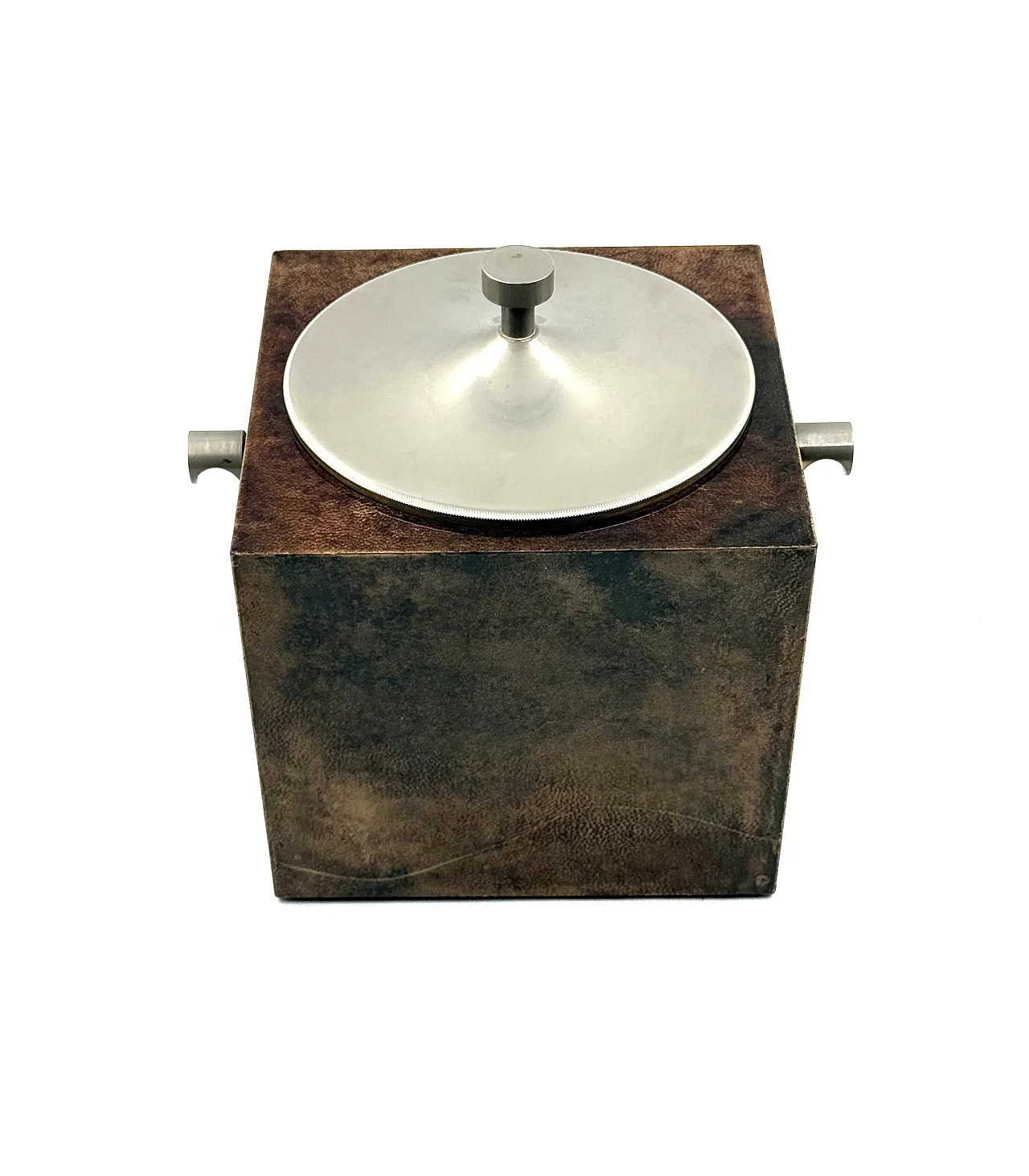 Mid-Century Brown Parent Ice Bucket, Aldo Tura Italy 1950s 12