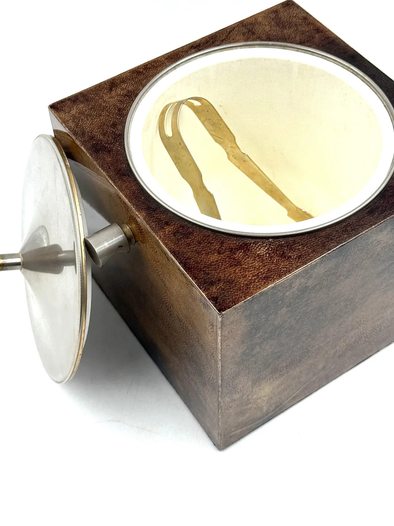 Mid-Century Brown Parent Ice Bucket, Aldo Tura Italy 1950s 16