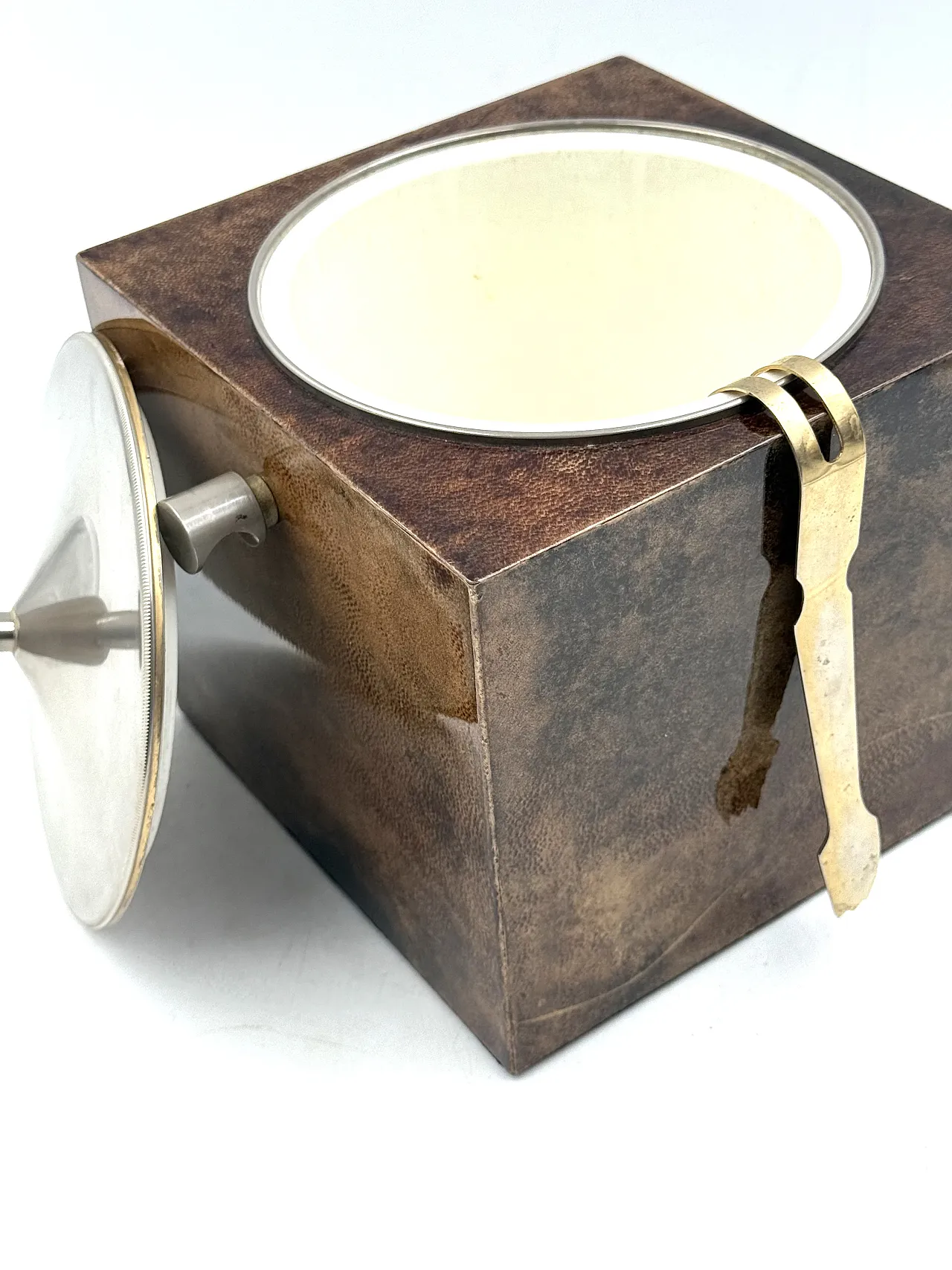 Mid-Century Brown Parent Ice Bucket, Aldo Tura Italy 1950s 17