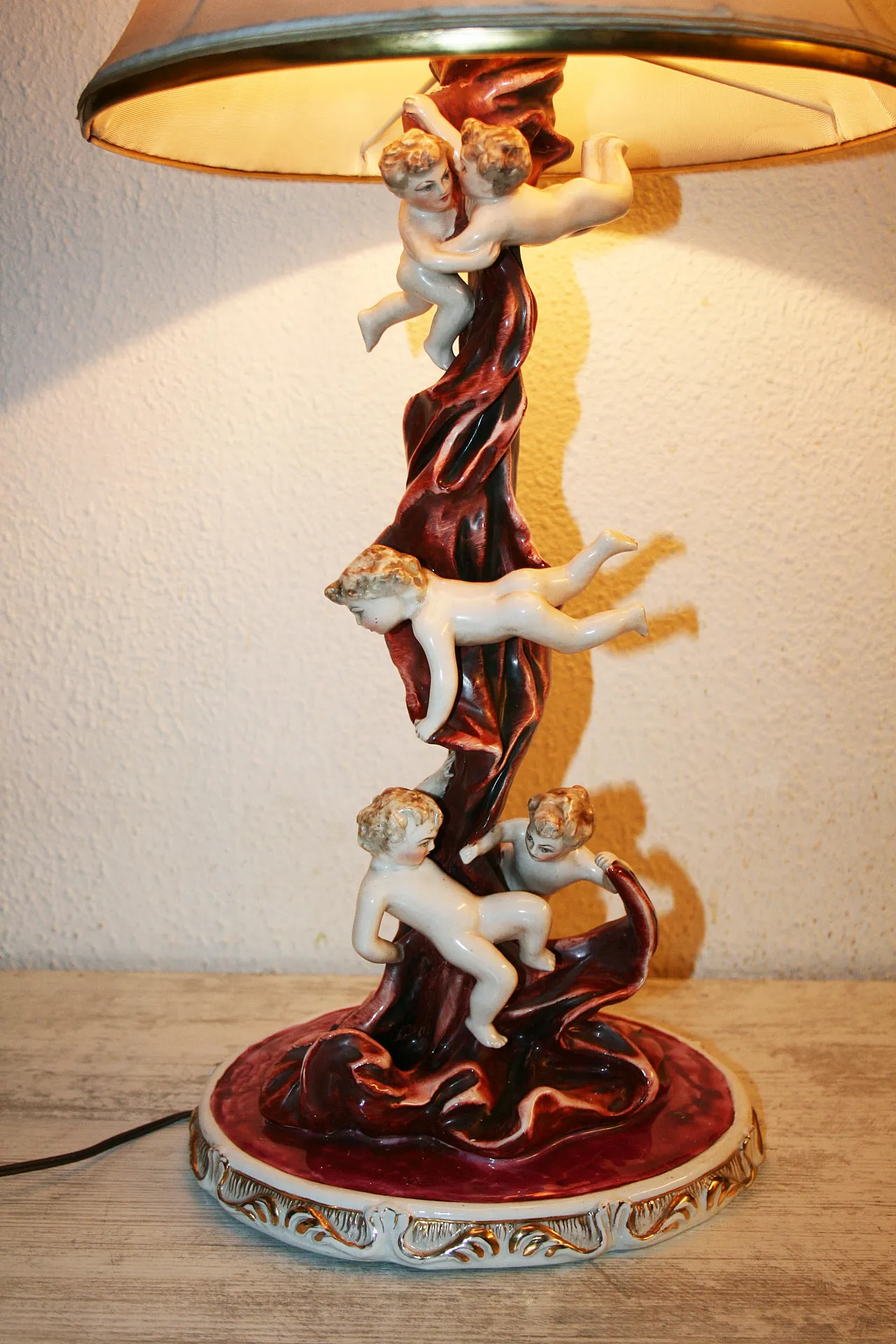 Lampada a Ceramica Con putti - Lampada da Tavolo Di Bertotti, Milano 9