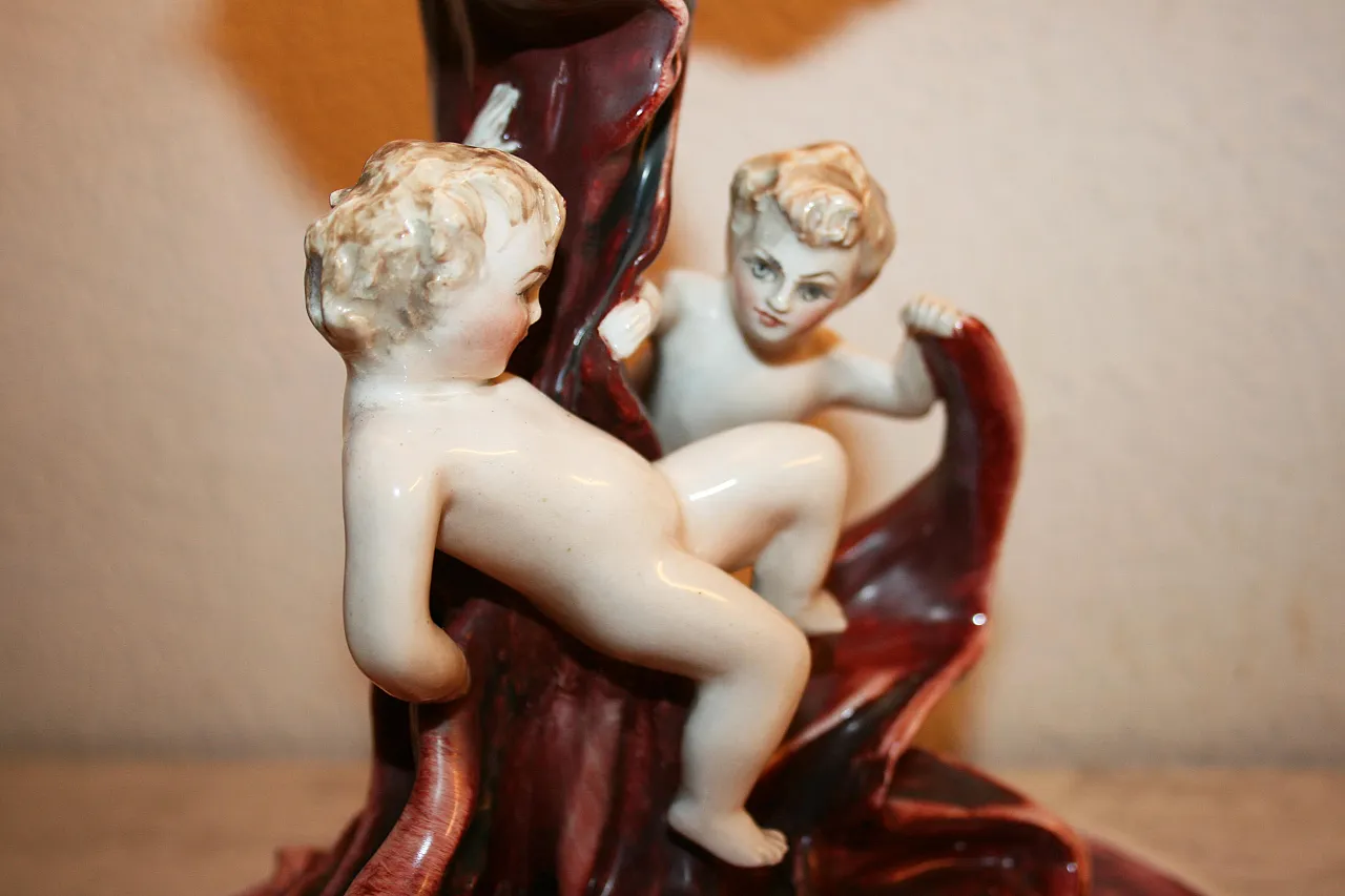 Lampada a Ceramica Con putti - Lampada da Tavolo Di Bertotti, Milano 11