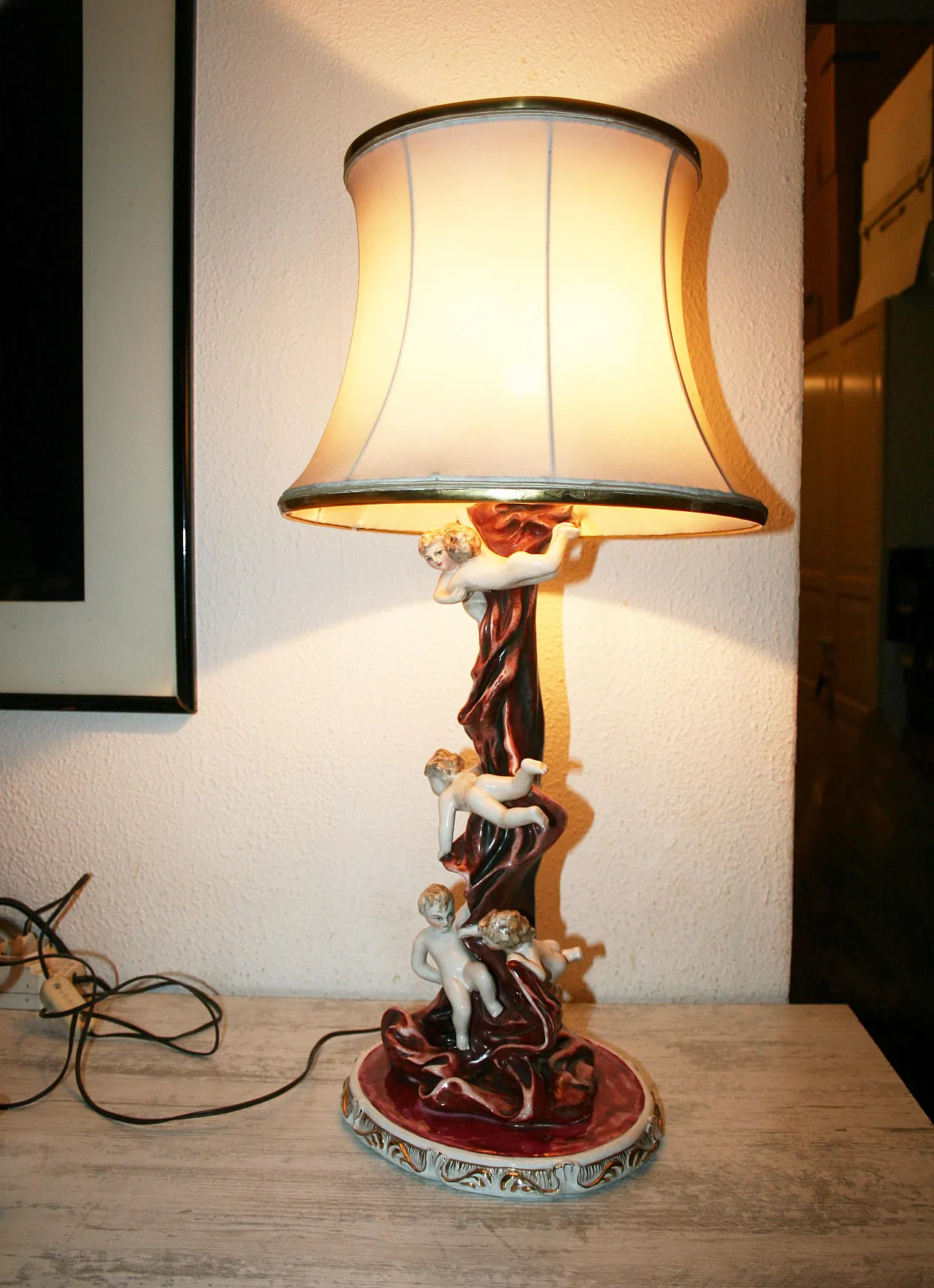 Lampada a Ceramica Con putti - Lampada da Tavolo Di Bertotti, Milano 14