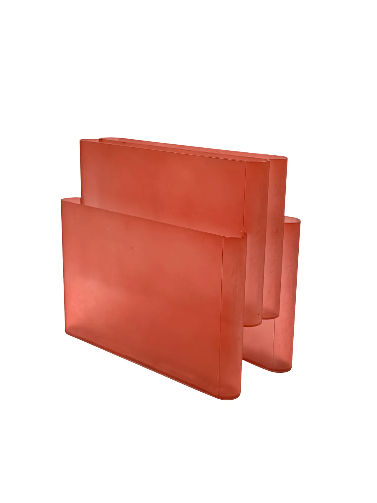 Space age pink plastic magazine rack, Giotto Stoppino, Kartell 1970s 7