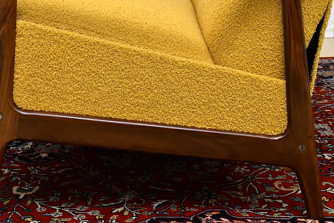 Scandinavian foldable Teak sofa in yellow Bouclé, 1960s 15