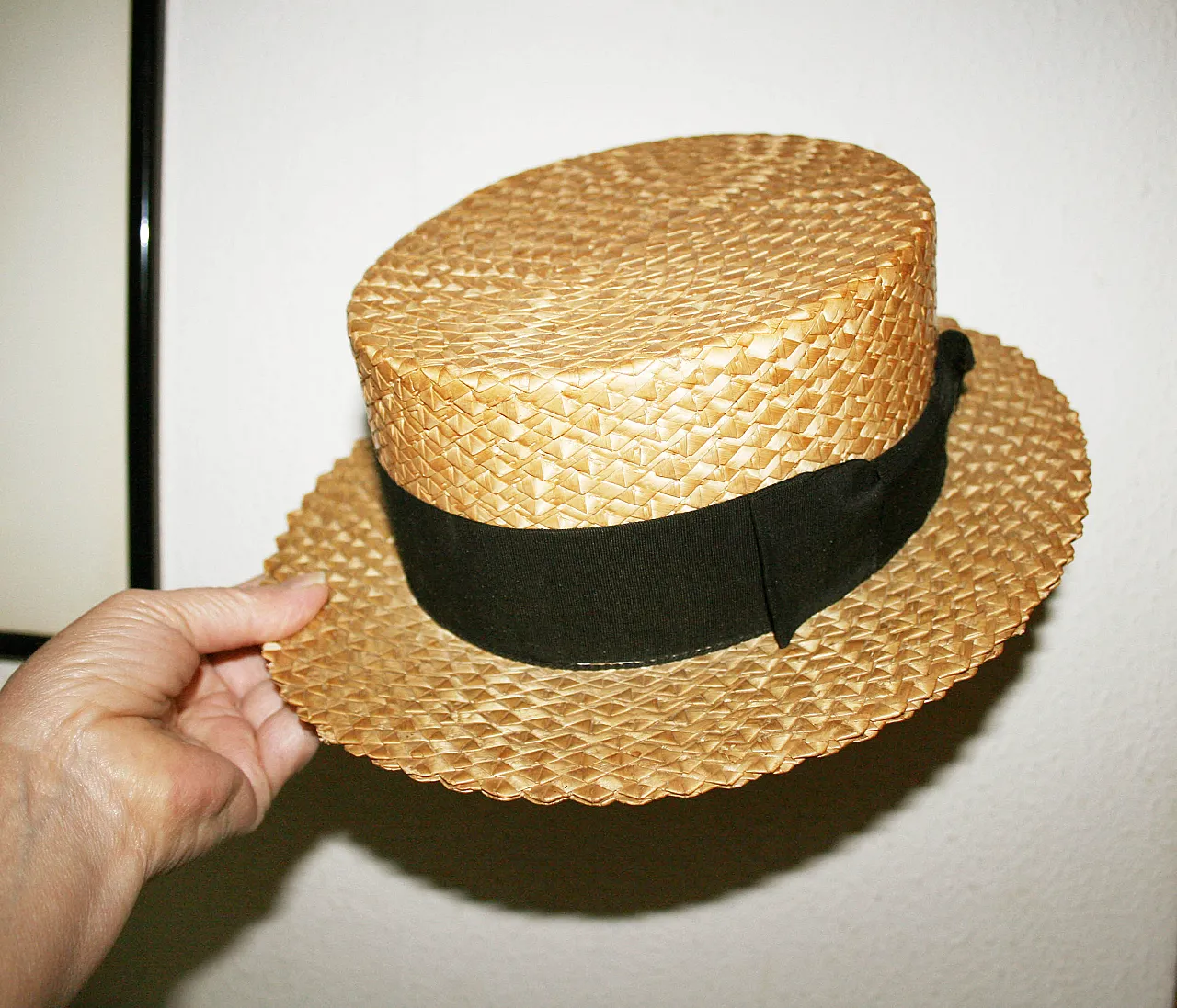 ANTICO Cappello Estivo in Paglia Del 1920, fascia nera / unisex 4