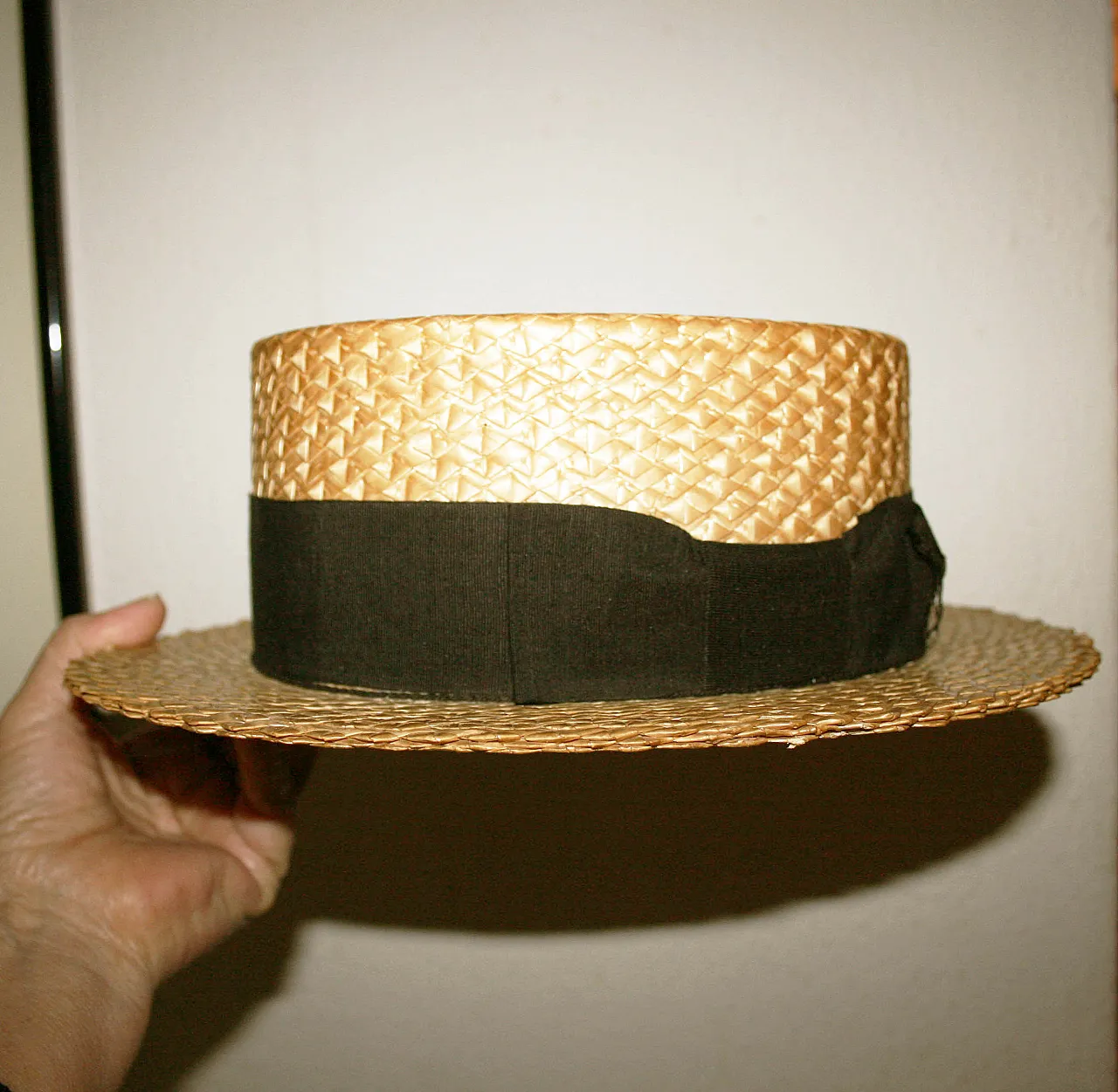 ANTICO Cappello Estivo in Paglia Del 1920, fascia nera / unisex 5