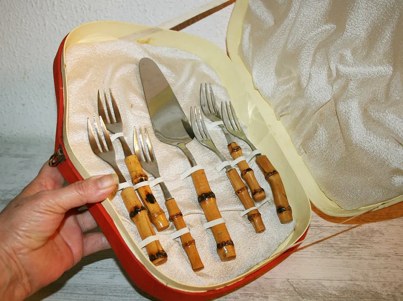 Set Posate da dolci manico in bambù -servizio da tavola 1