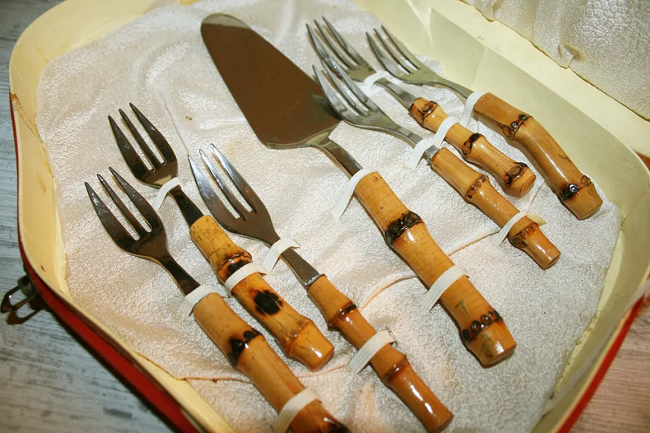Set Posate da dolci manico in bambù -servizio da tavola 2
