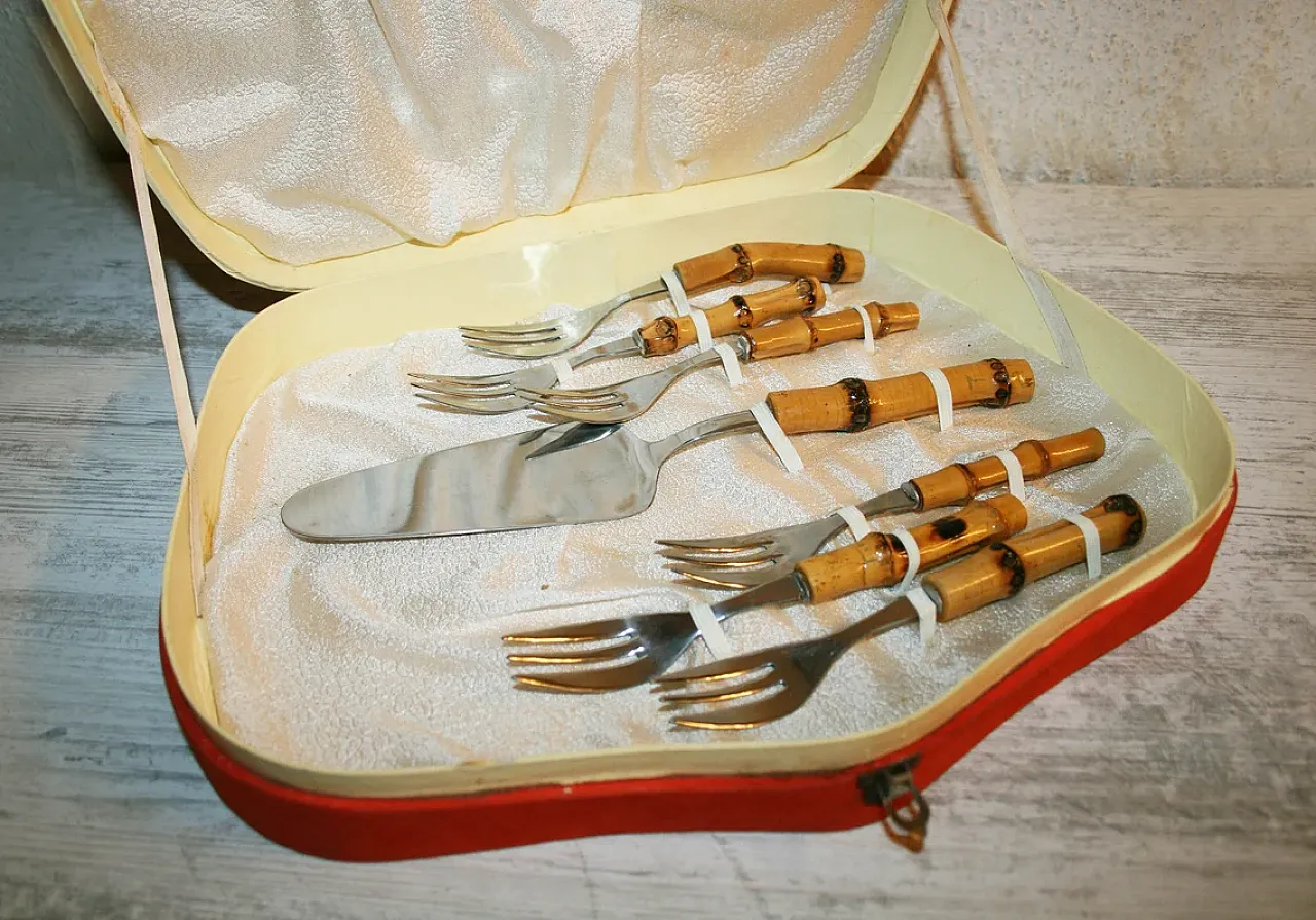 Set Posate da dolci manico in bambù -servizio da tavola 3