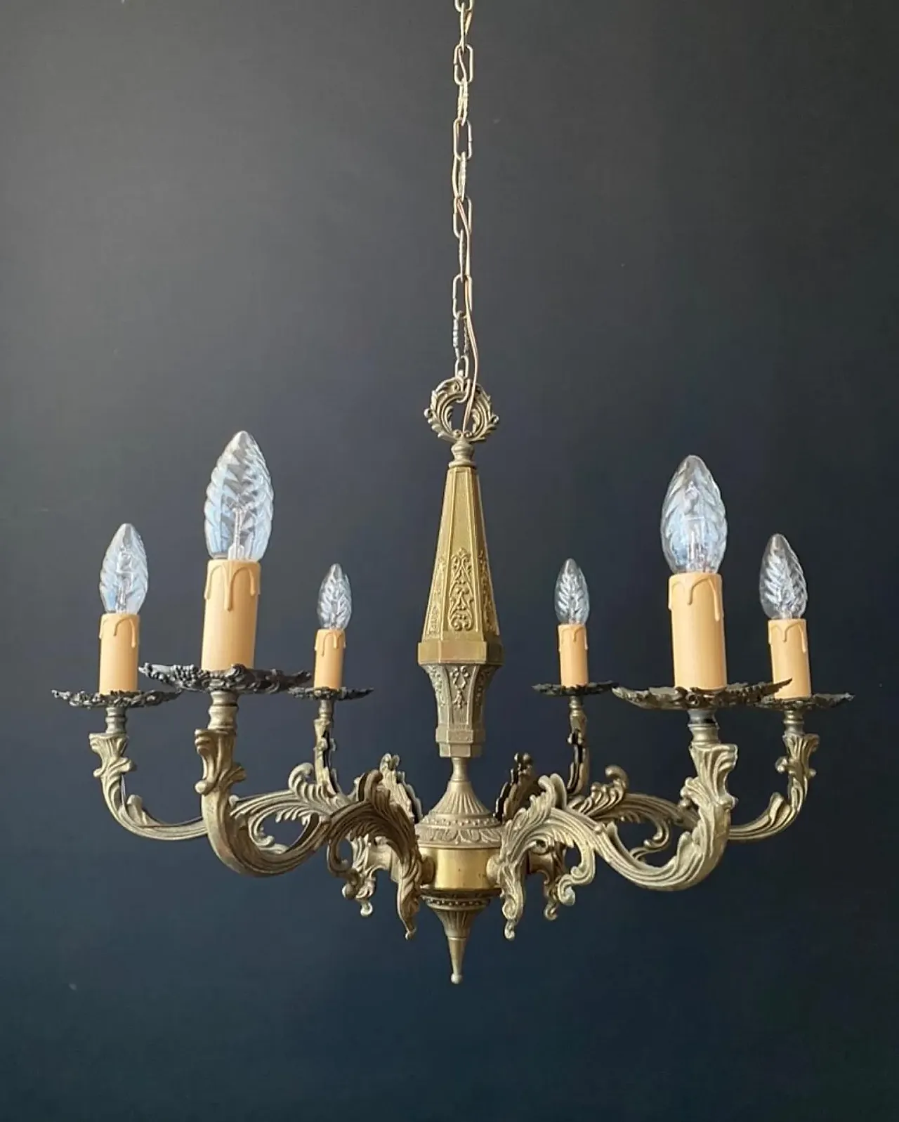 Brass chandelier, 1960s 8