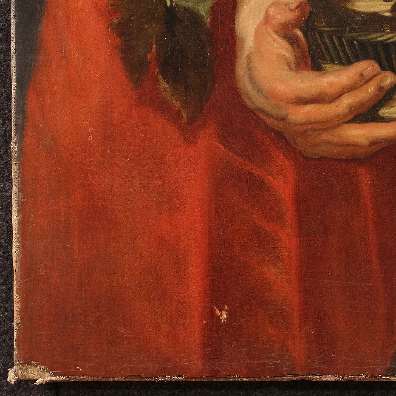 Faun with fruit basket, Flemish oil painting, 17th century 10