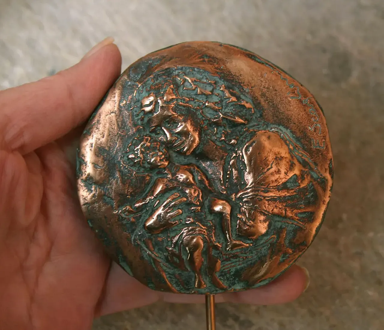 Madre e bambino, bronzo firmato scultura, anni 2000 2